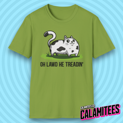 Oh Lawd He Treadin' Gadsden Flag Parody Fat Cat Chonk T-Shirt