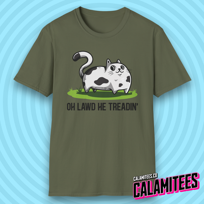Oh Lawd He Treadin' Gadsden Flag Parody Fat Cat Chonk T-Shirt