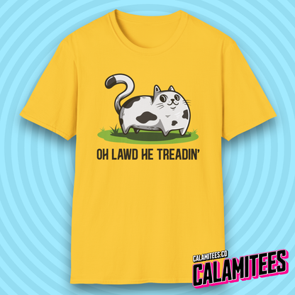 Oh Lawd He Treadin' Gadsden Flag Parody Fat Cat Chonk T-Shirt