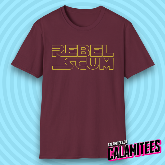Rebel Scum Sci-Fi Space Parody Logo T-Shirt