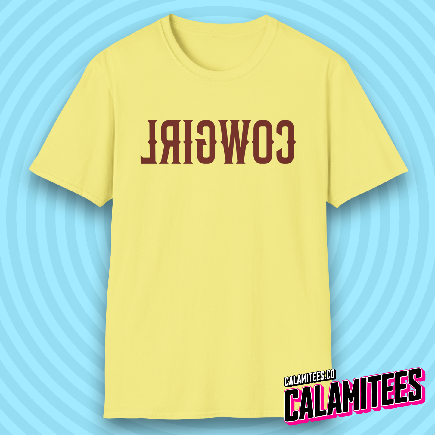 Reverse Cowgirl Backwards Text Western Style T-Shirt