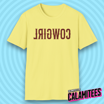Reverse Cowgirl Backwards Text Western Style T-Shirt