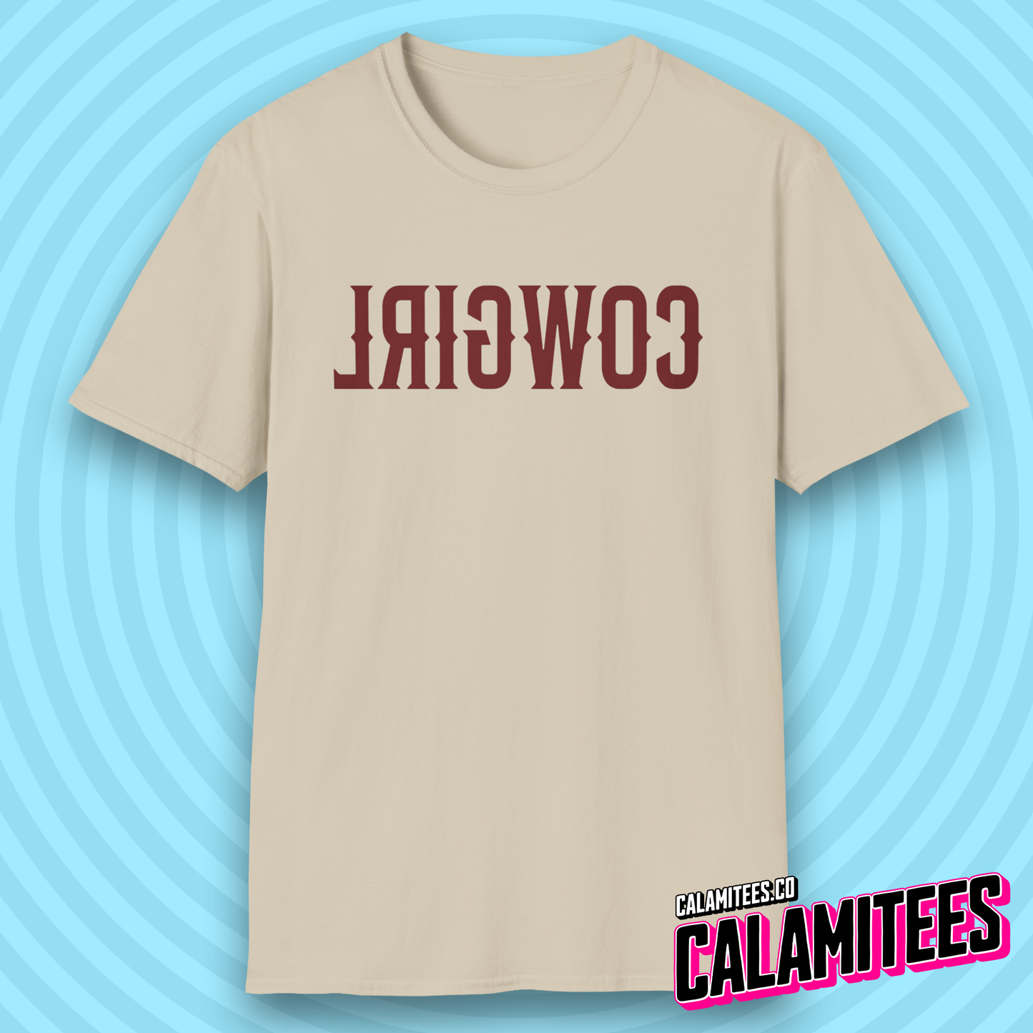 Reverse Cowgirl Backwards Text Western Style T-Shirt