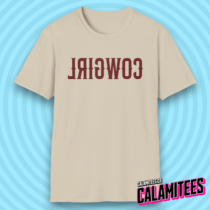 Reverse Cowgirl Backwards Text Western Style T-Shirt