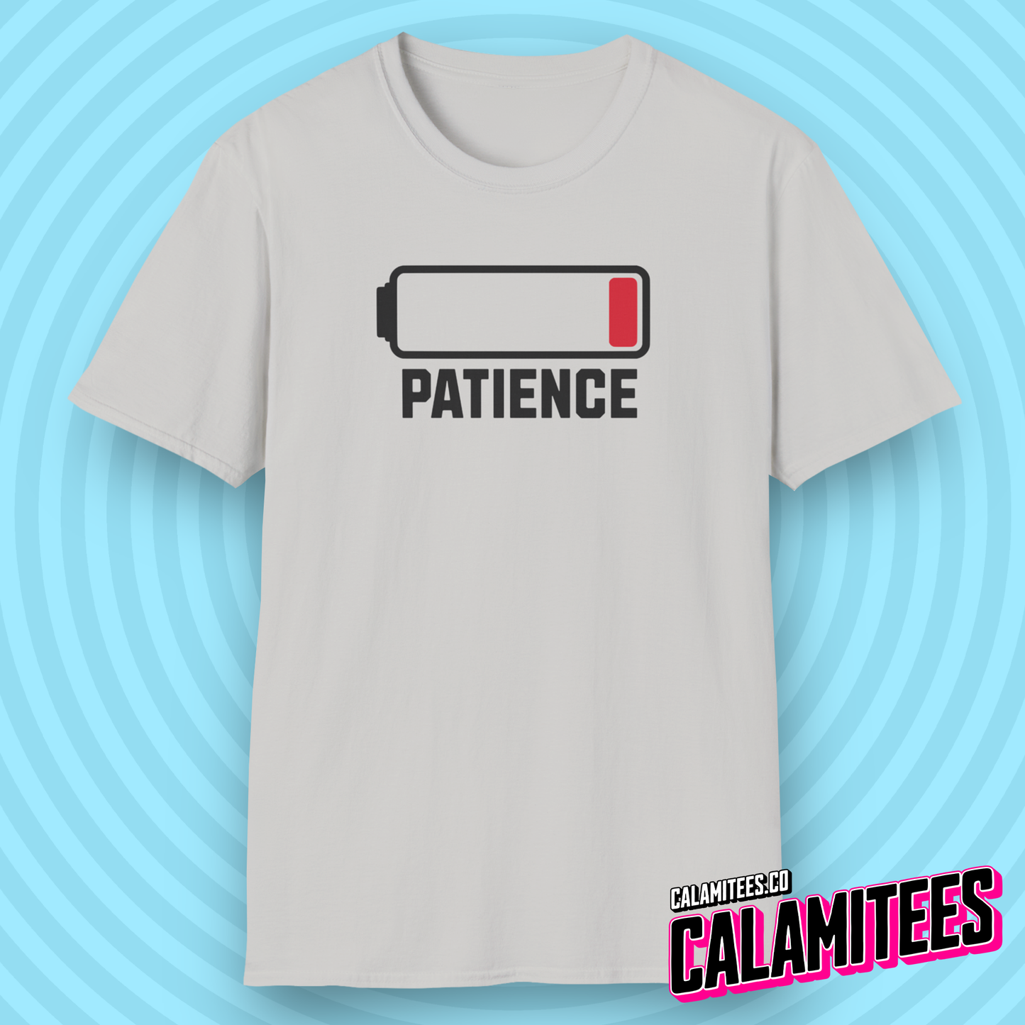 Running Out Of Patience funny low battery icon graphic tee sarcastic humor adulting t-shirt