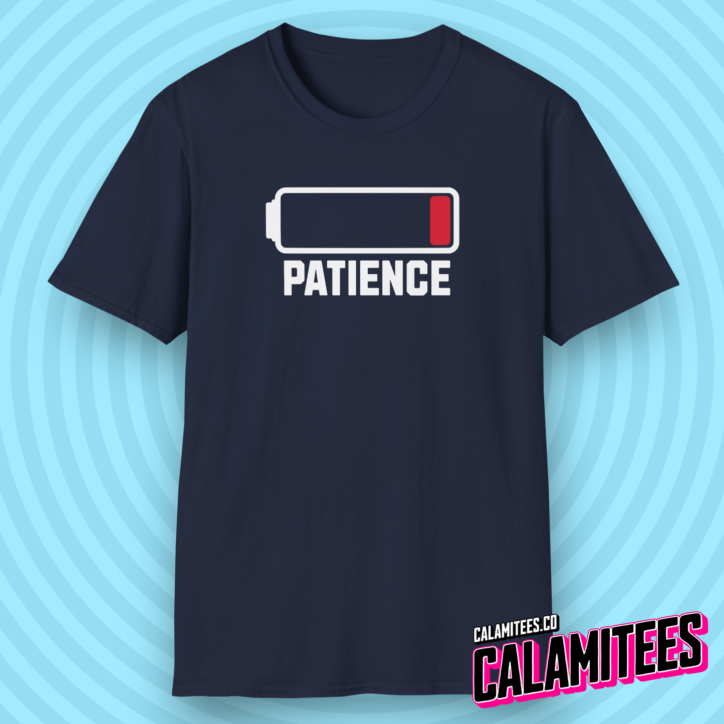 Running Out Of Patience funny low battery icon graphic tee sarcastic humor adulting t-shirt