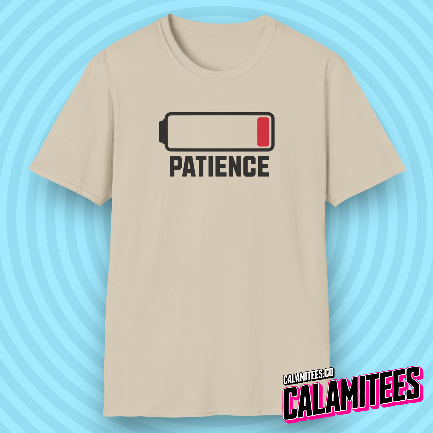 Running Out Of Patience funny low battery icon graphic tee sarcastic humor adulting t-shirt