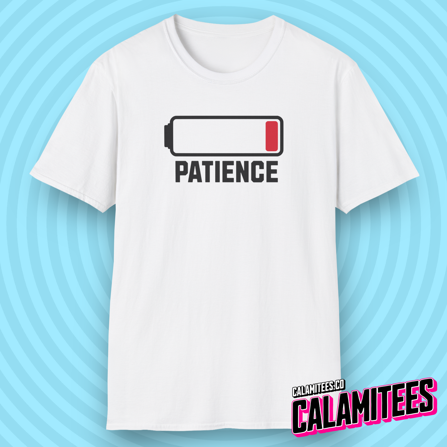 Running Out Of Patience funny low battery icon graphic tee sarcastic humor adulting t-shirt