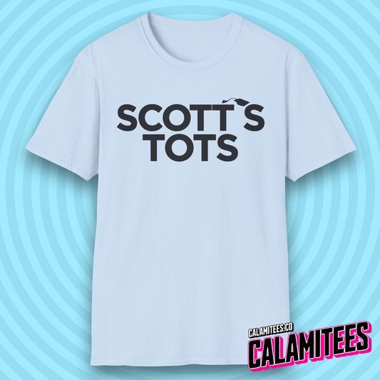 Scott's Tots Parody Logo Michael Scott Office Humor Funny T-Shirt