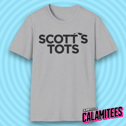Scott's Tots Parody Logo Michael Scott Office Humor Funny T-Shirt