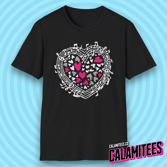 Symphony of Hearts Music Lover Musical Notes Artwork T-Shirt