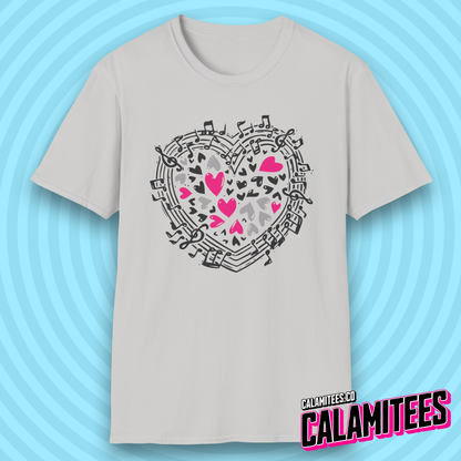 Symphony of Hearts Music Lover Musical Notes Artwork T-Shirt