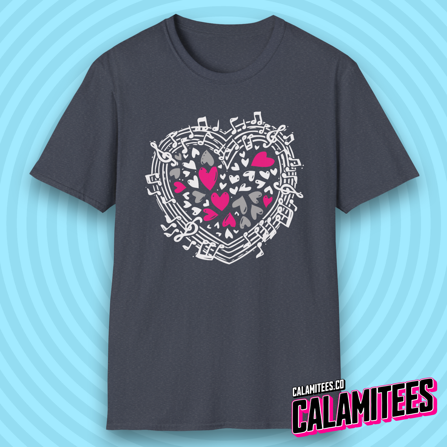 Symphony of Hearts Music Lover Musical Notes Artwork T-Shirt