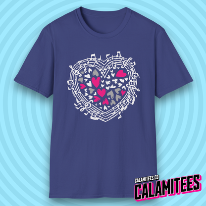 Symphony of Hearts Music Lover Musical Notes Artwork T-Shirt