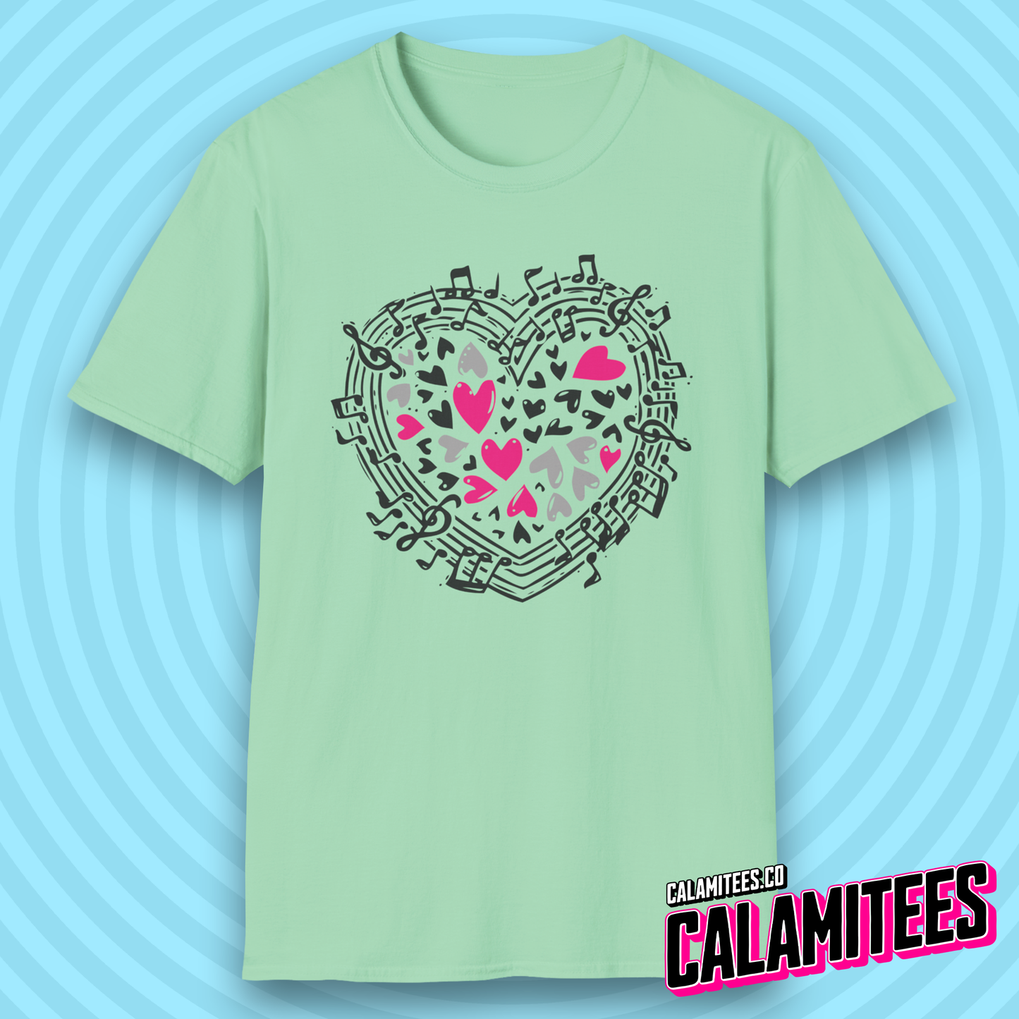 Symphony of Hearts Music Lover Musical Notes Artwork T-Shirt