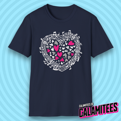 Symphony of Hearts Music Lover Musical Notes Artwork T-Shirt