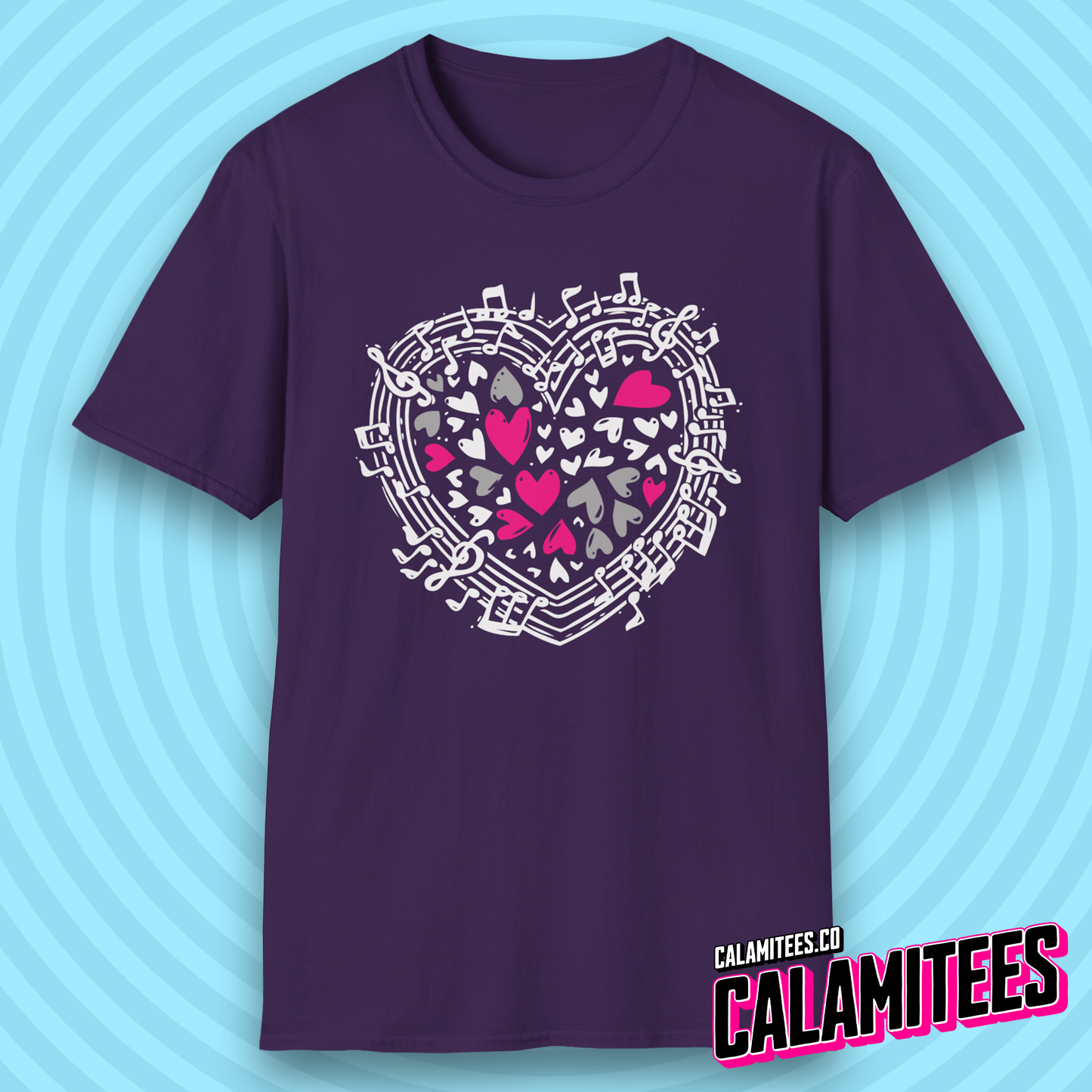 Symphony of Hearts Music Lover Musical Notes Artwork T-Shirt