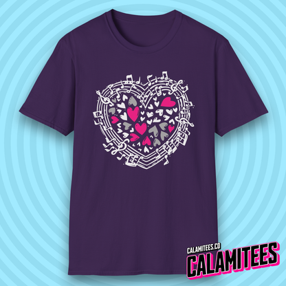 Symphony of Hearts Music Lover Musical Notes Artwork T-Shirt