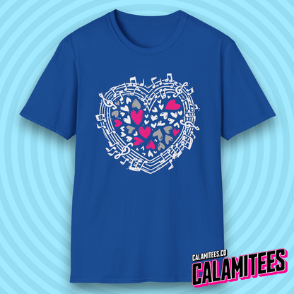 Symphony of Hearts Music Lover Musical Notes Artwork T-Shirt