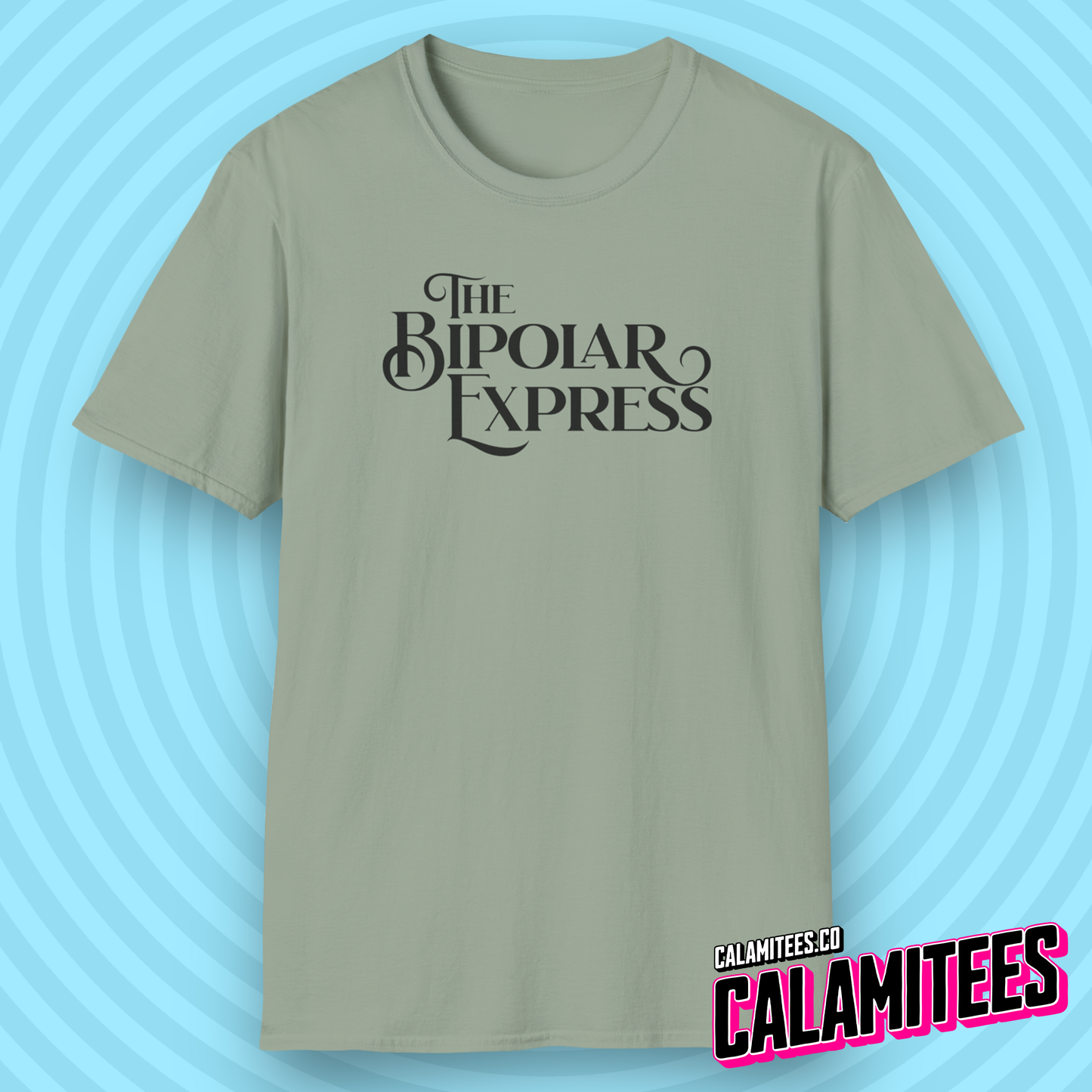 The Bipolar Express Funny Logo Graphic Tee Polar Express Parody for Bipolar, Bipolar Disorder, Manic Mood Swing Humor T-Shirt