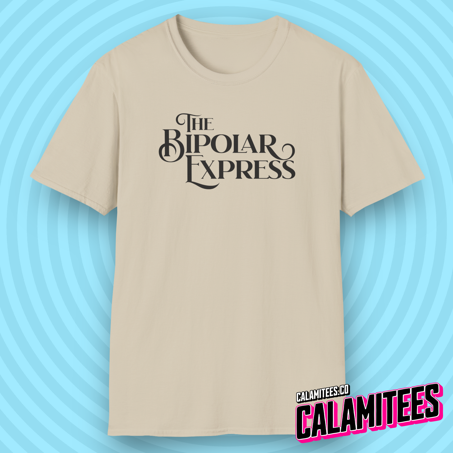 The Bipolar Express Funny Logo Graphic Tee Polar Express Parody for Bipolar, Bipolar Disorder, Manic Mood Swing Humor T-Shirt