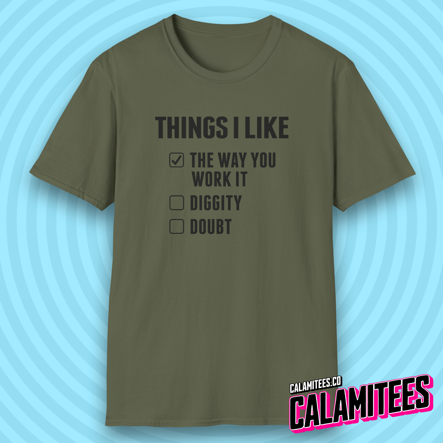 Things I Like Blackstreet No Diggity Parody Checklist T-Shirt