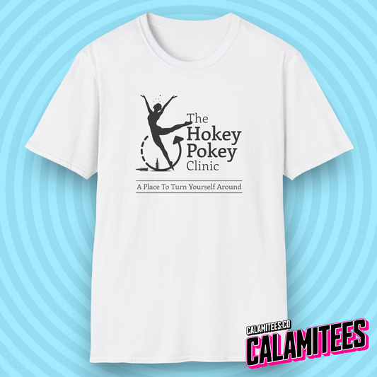 The Hokey Pokey Clinic A Place to Turn Yourself Around Rehab Joke Parody Logo Graphic Tee Funny T-Shirt